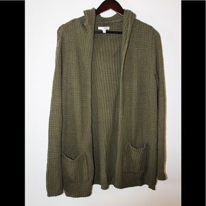 olive green comfy sweater with hood